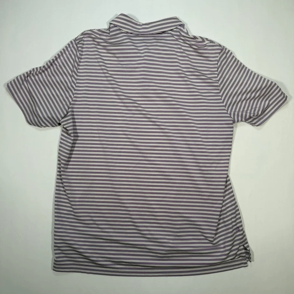 Adidas Golf Polo Shirt Men's XL White Purple Striped Performance